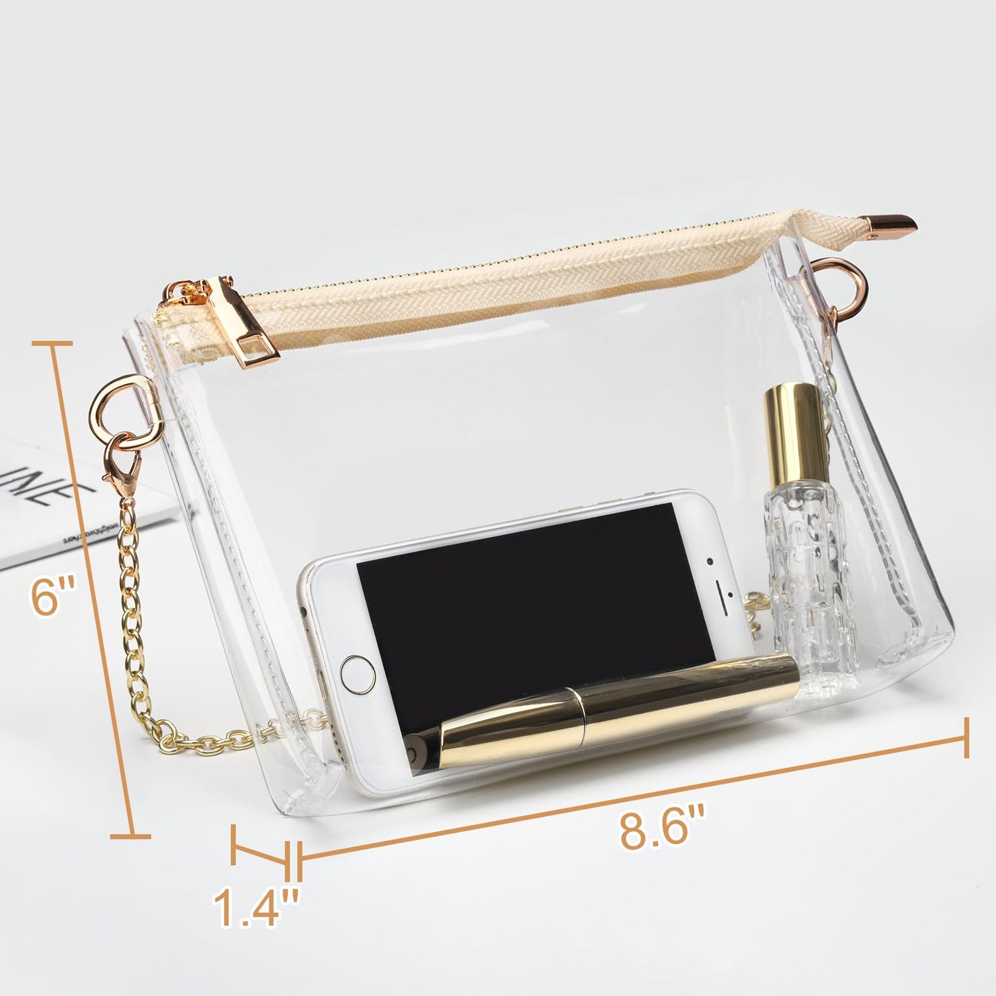 BS-VOG Clear Purse for Women - Stadium Approved Small Crossbody Bag with Zipper, Clear Stadium Bag for Concerts, Sports