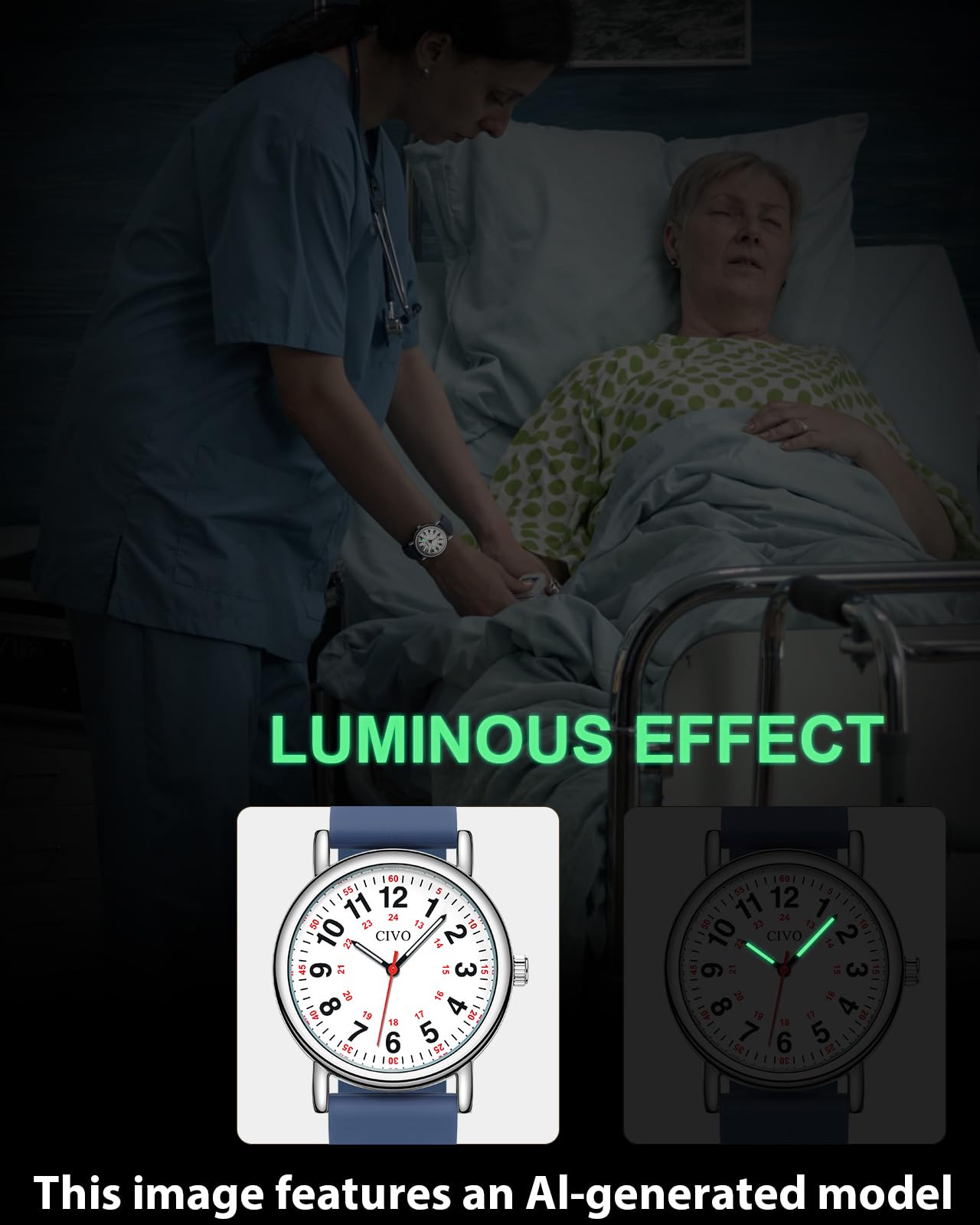 CIVO Nurse Watches for Women Men: Analog Waterproof Watch with Easy Read Dial Second Hand - Gifts for Nurses Medical Student Doctors