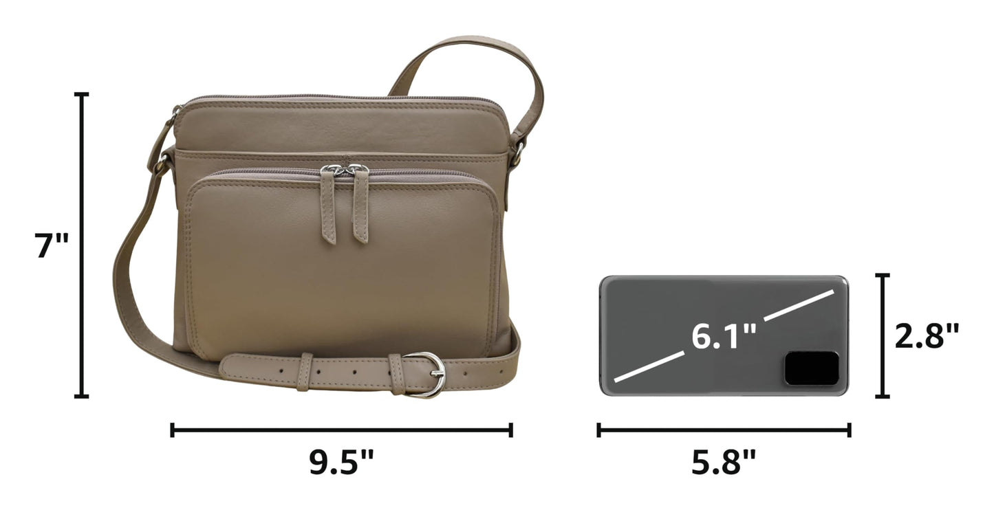 ili New York Genuine Leather Crossbody Bags for Women - Premium RFID Blocking Shoulder Bag Organizer with Adjustable Strap