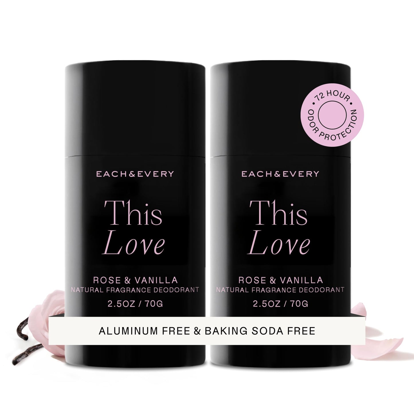 Each & Every Aluminum Free Deodorant for Women & Men – Natural Fragrance 72-Hr Odor Protection, Non-Toxic Deodorant for Sensitive Skin, EWG Verified, Baking Soda Free - Cedar & Vanilla 2 Pack, 2.5oz