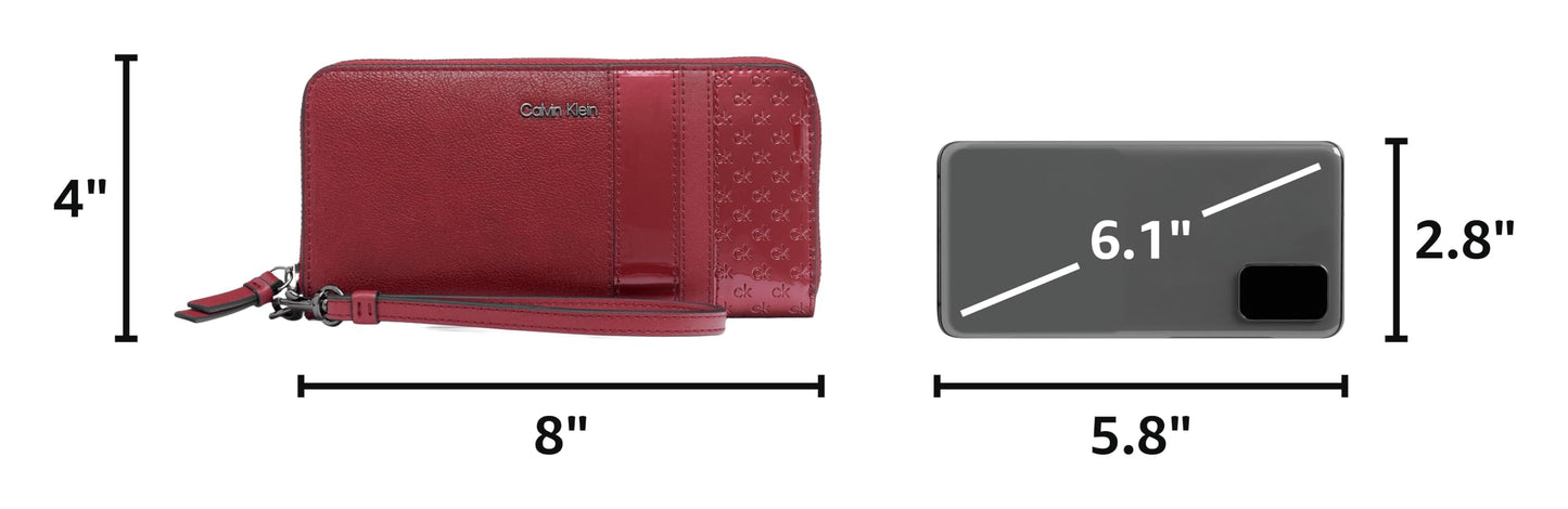 Calvin Klein Women's Key Item Saffiano Continental Zip Around Wallet With Wristlet Strap