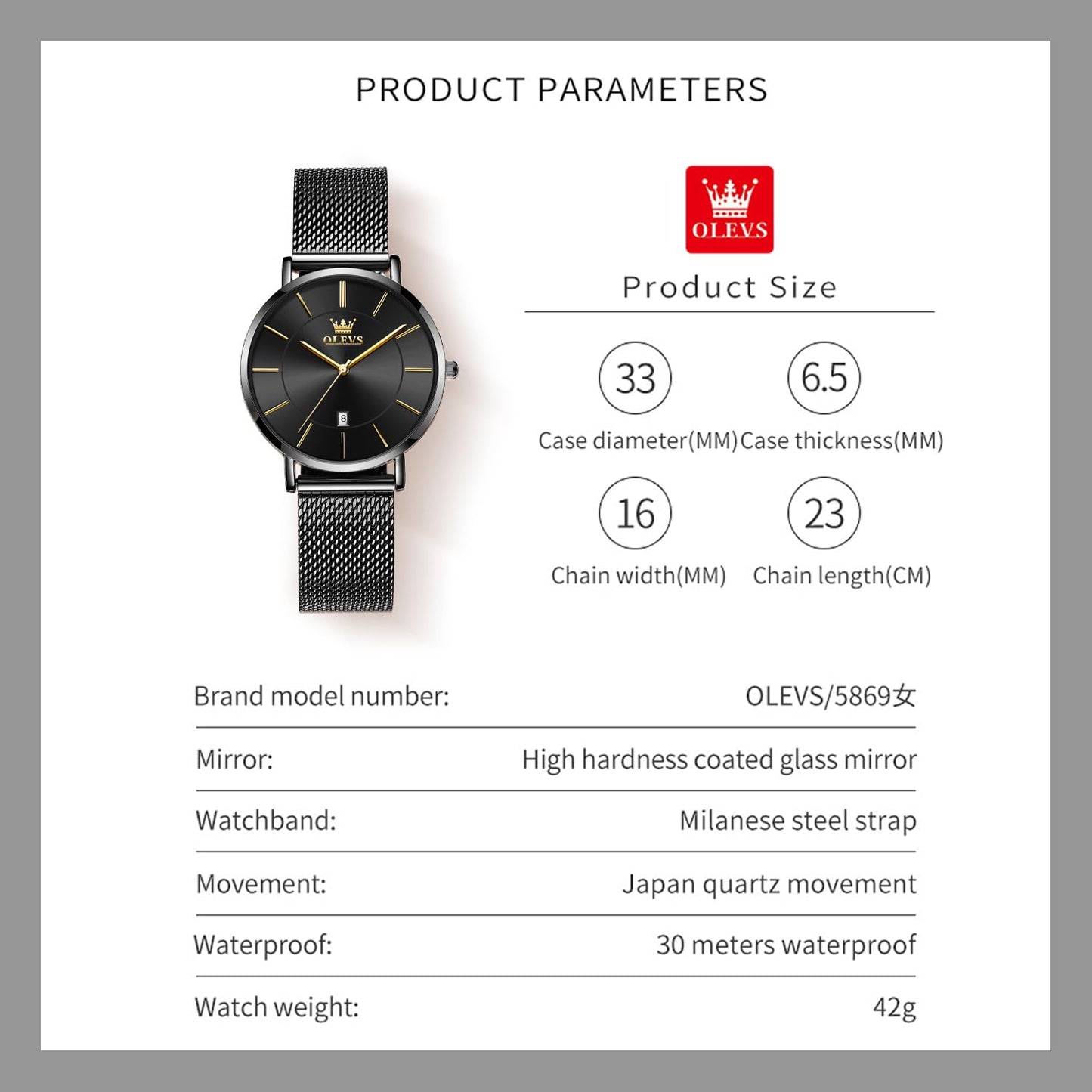 OLEVS Women's Watch Luxury Dress Rose Gold Women Slim Thin Lightweight Watch Stainless Steel Mesh Watches Fashion Waterproof Ladies Wrist Watch Black White Blue Face,Adjustable Bracelet