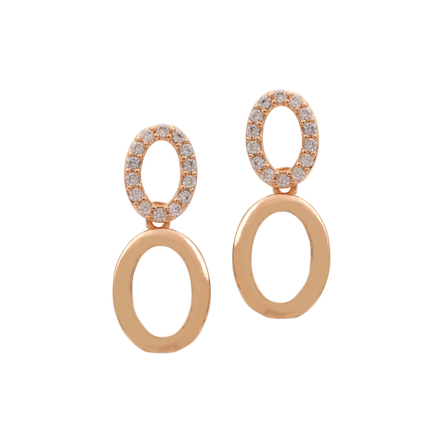 Nilu's Collection American Diamond Stone Studded | Rose Gold/Silver Plated | Anti Tarnish Jewellery Set for Women | Matching Earrings Perfect for Weddings and Special Occasions