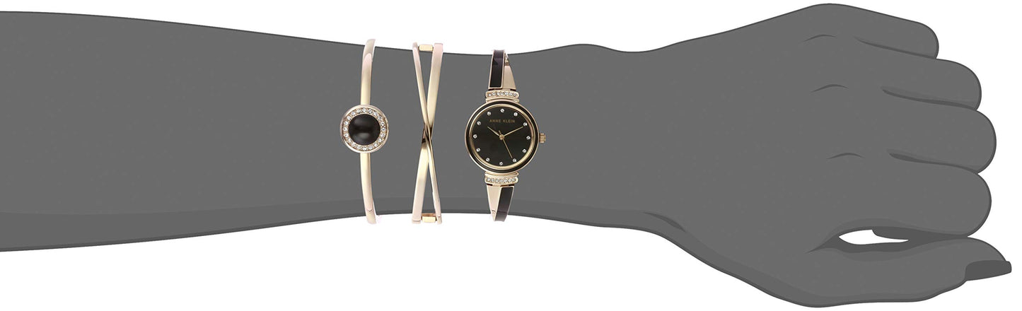 Anne Klein Women's Premium Crystal Accented Watch and Bangle Set