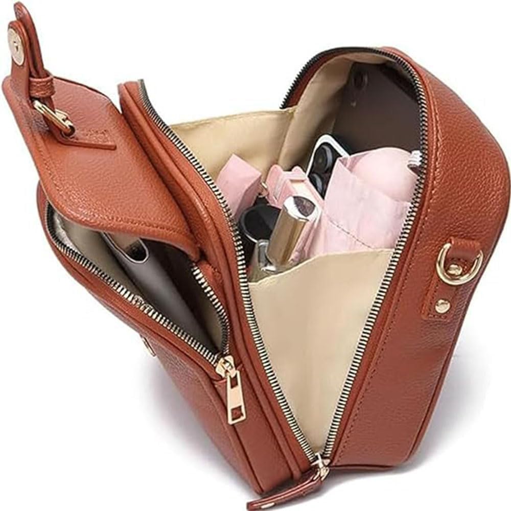 Leather Crossbody Bag for Women,Anti-Theft Messenger Bag with Large Capacity,Built-in Purse Card Slots Shoulder Sling Bag