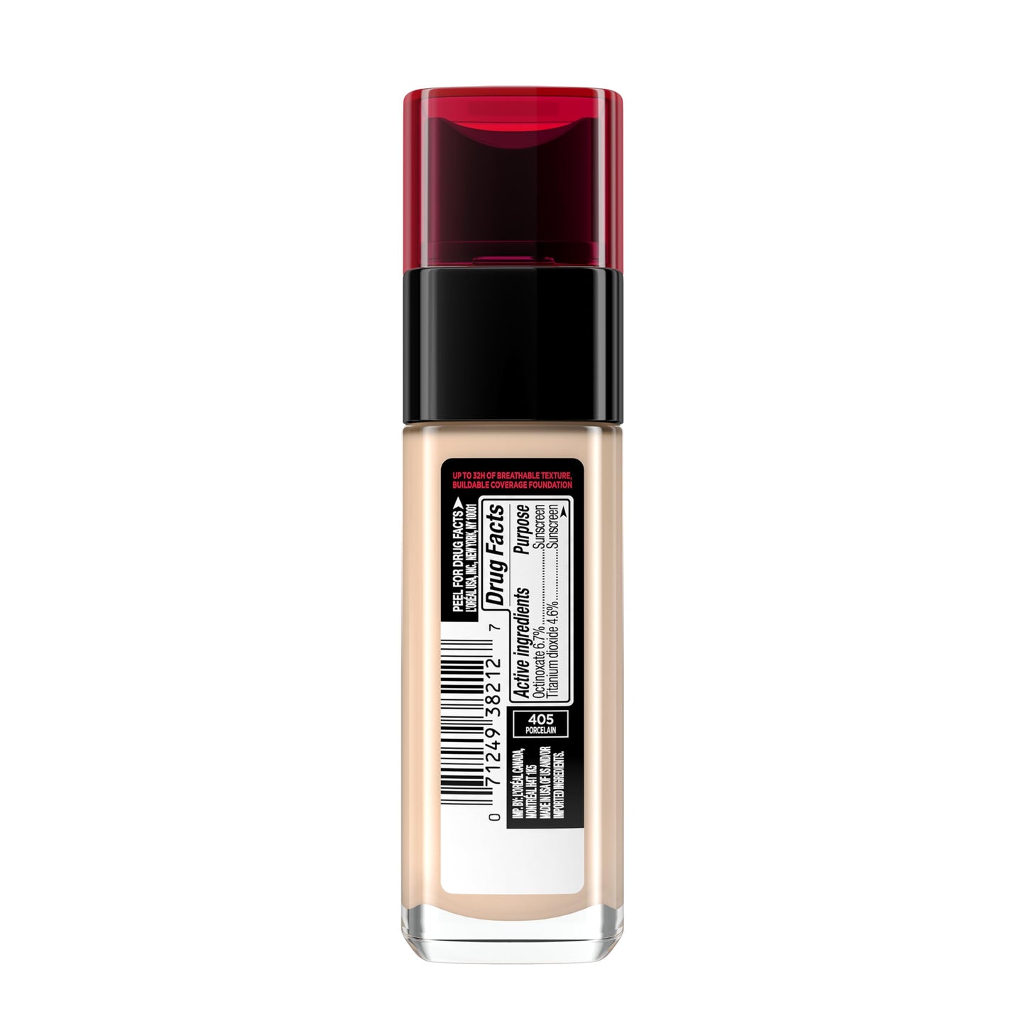 L'Oreal Paris Makeup Infallible Up to 32 Hour Fresh Wear Lightweight Foundation, 405 Porcelain, 1 Fl Oz, Packaging May Vary