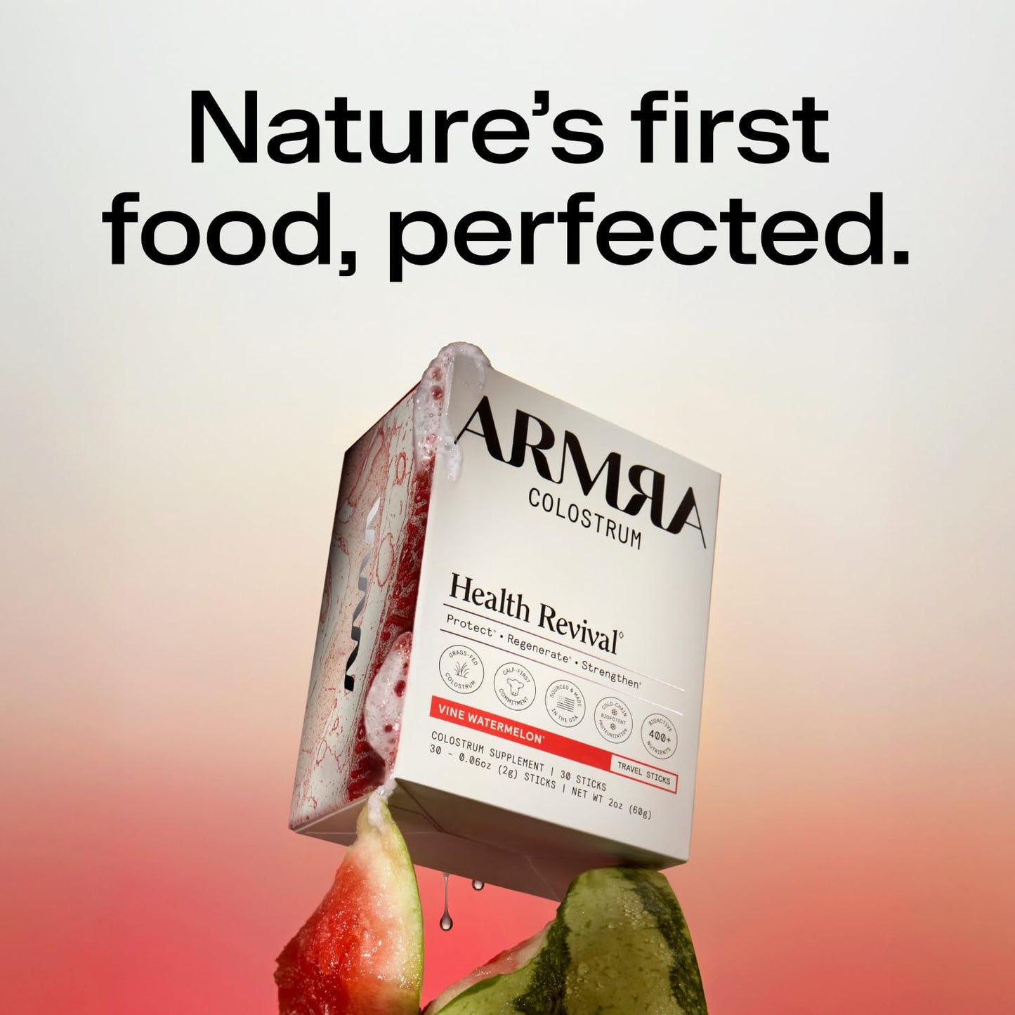 ARMRA Colostrum™ Powder | Blood Orange | Gut Health & Bloating | Skin & Hair | Immunity | Keto, Gluten & Fat-Free | 30 Servings