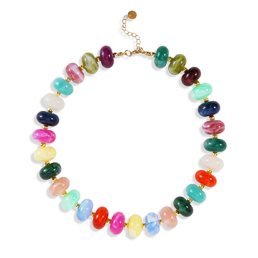 Chunky Beaded Statement Necklace for Women Trendy Colorful Boho Resin Bead Choker Necklaces Summer Handmade Jewelry Gifts Accessories