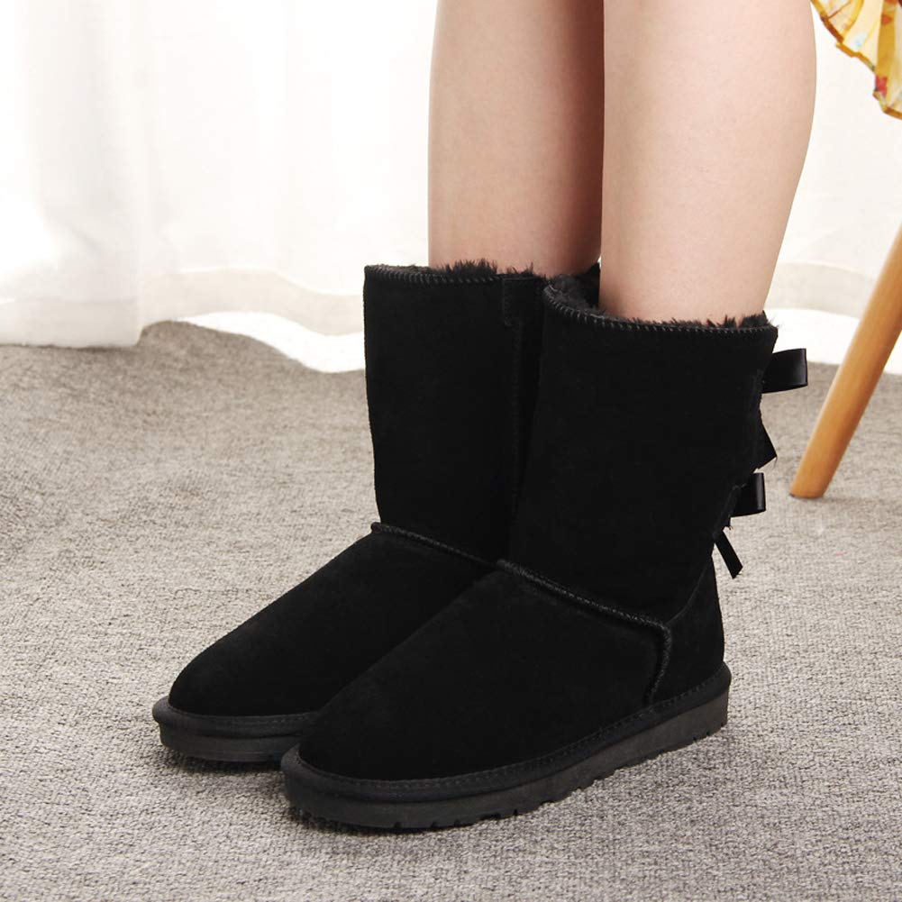 JOY IN LOVE Women's Snow Boots for Winter Mid-Calf high Back Bows