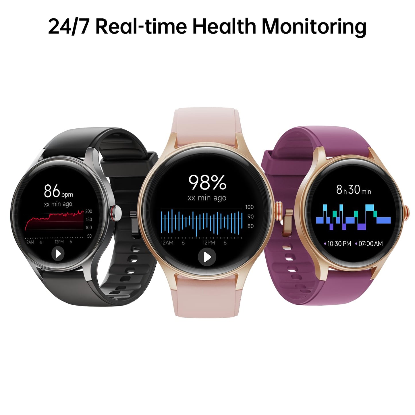 Woneligo Smart Watch for Women,1.57inch AMOLED Touchscreen Fitness Watch for iPhone & Android,Heart Rate/Sp02/Sleep Monitor,110+ Sport Modes IP68 Waterproof Bluetooth Calls,2 Bands (Pink, 1.57)