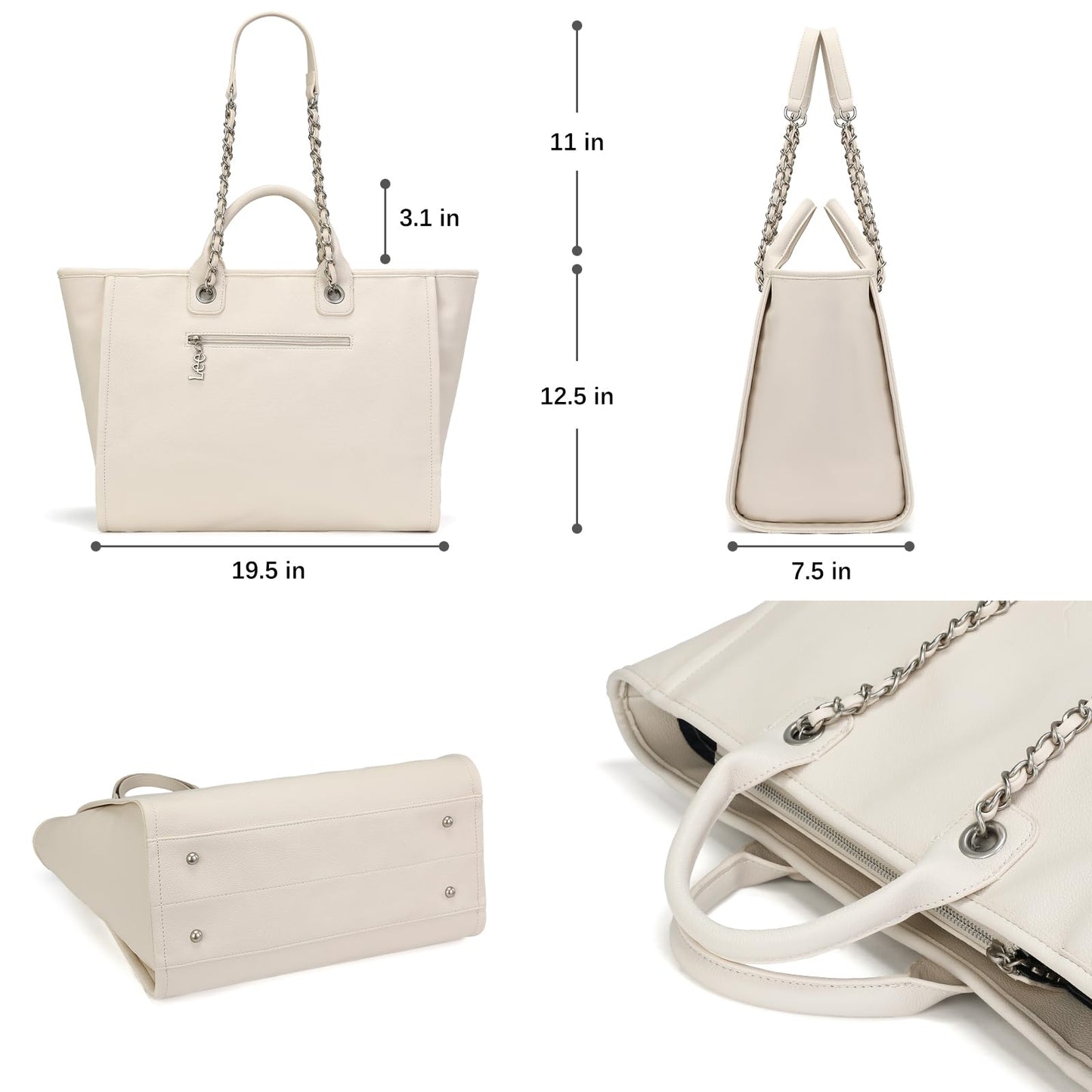 Lee Large Shoulder Tote Bag for Women Vegan Leather Top-Handle Bag