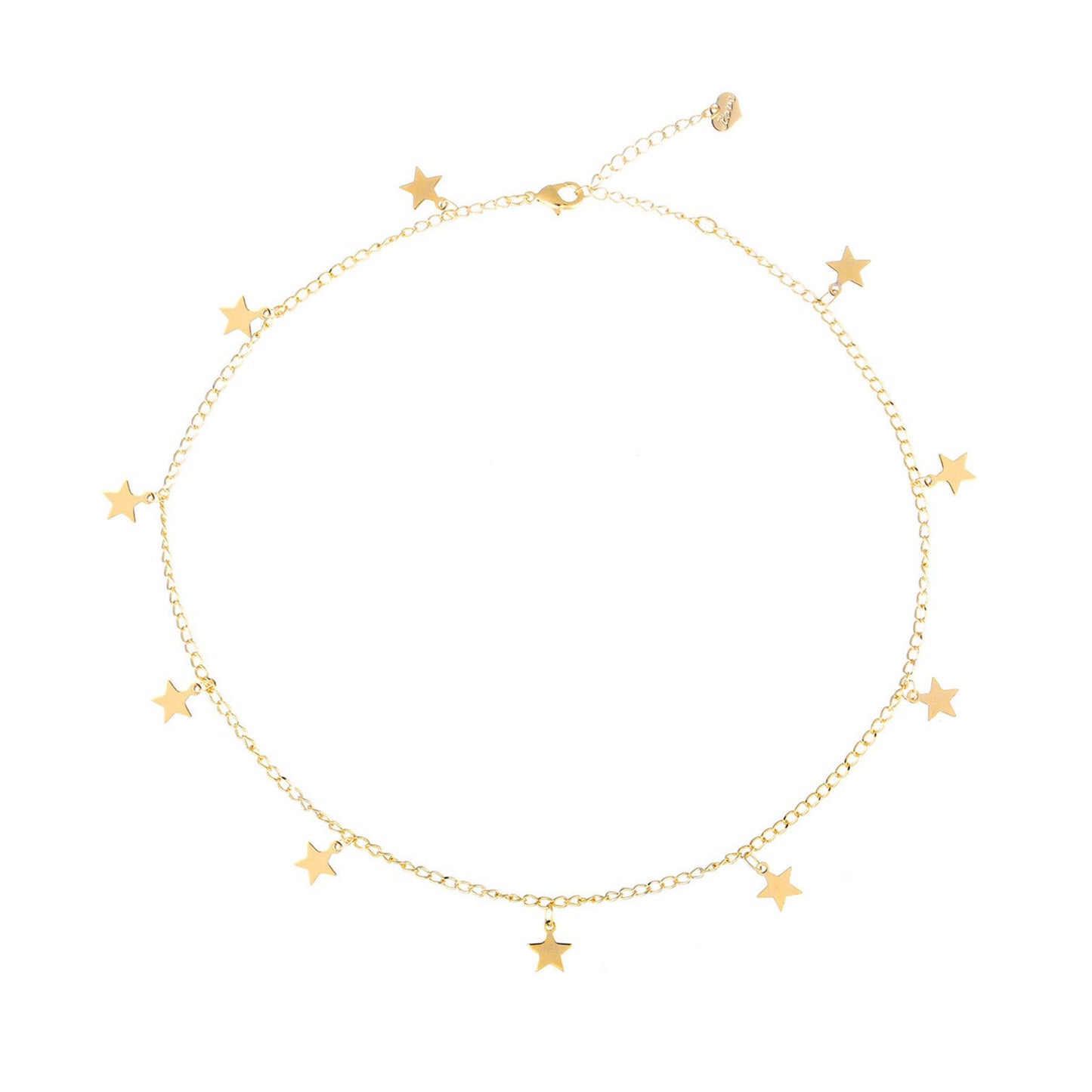 S.J JEWELRY Women Simple Delicate Full Moon 14K Gold Plated/Rose Gold/Silver Plated Layered Pendant Handmade Star Chokers Necklaces