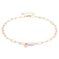 Aobei Pearl 18K Gold Plated Paperclip Chain Choker Satellite Chain Freshwater Cultured Biwa Pearl Pendant Necklace Dainty Turquoise Jewelry for Women