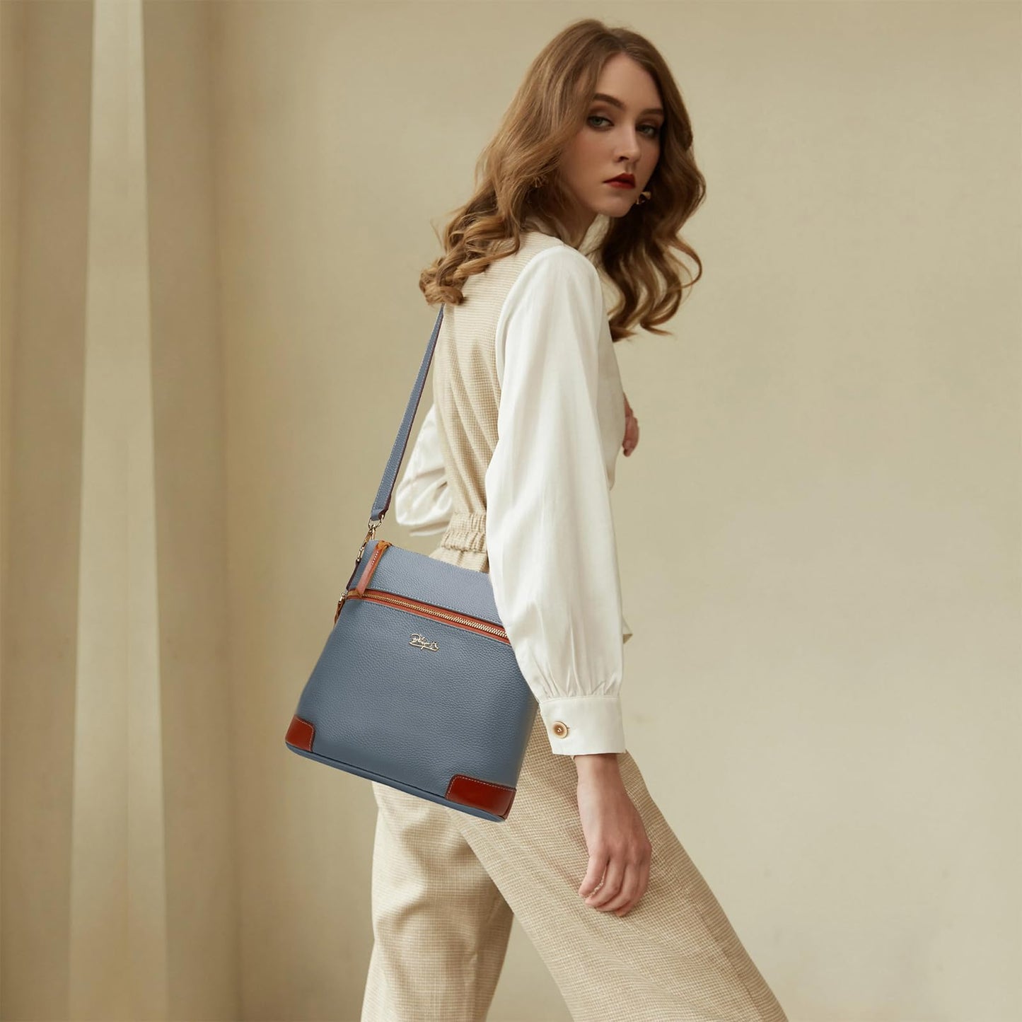 BOYATU Leather Crossbody Bag for Women: Designer Shoulder Purse for Travel - Trendy Genuine Leather Handbag for Everyday