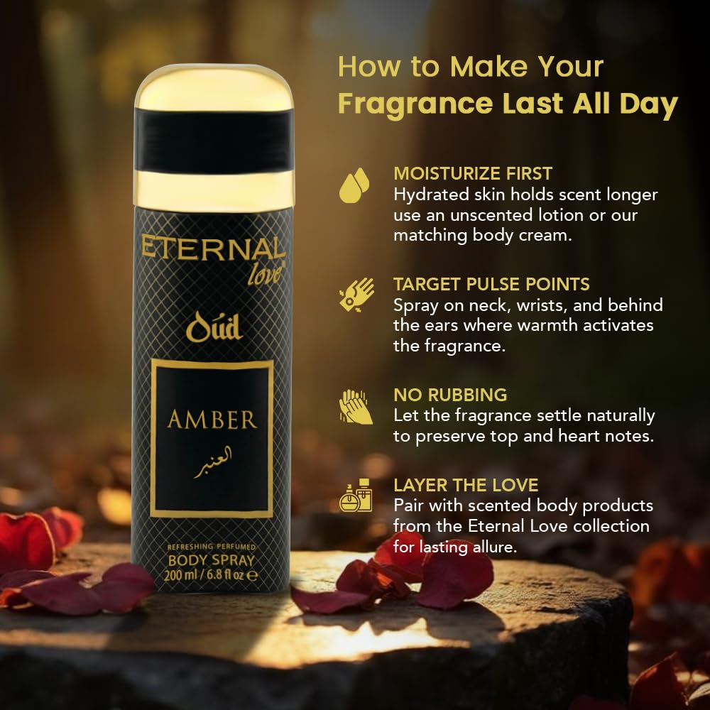 Eternal Love Amber Oud - Long Lasting Unisex Eau de Parfum - Warm Woody Oriental Fragrance with Oud & Amber - Dubai Inspired Arabic Scent - 3.4oz