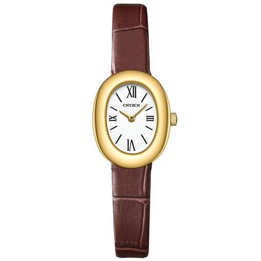 CNYXCN Women's Bracelet Gold Watch - Vintage Elegant Oval Bangle Watch - Gold Jewellery Style Quartz Wristwatch - Gift for Her
