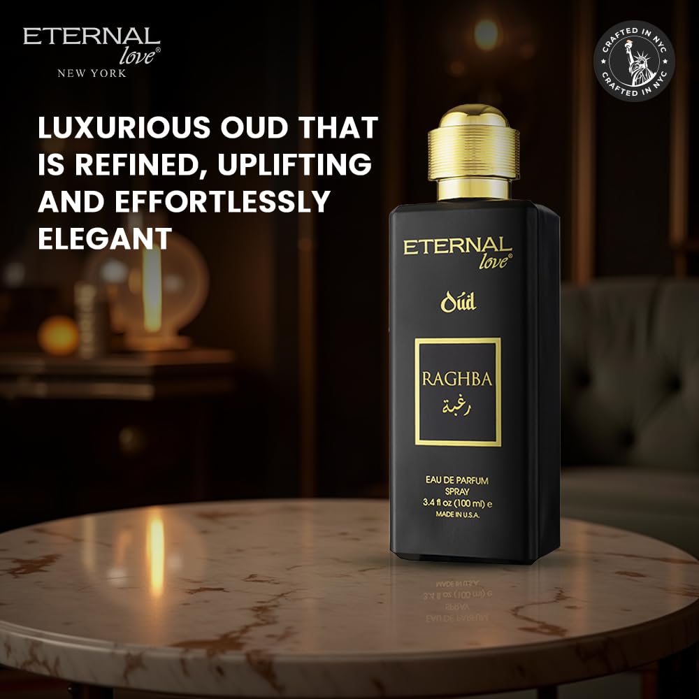 Eternal Love Amber Oud - Long Lasting Unisex Eau de Parfum - Warm Woody Oriental Fragrance with Oud & Amber - Dubai Inspired Arabic Scent - 3.4oz