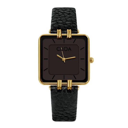 Women's Leather Strap Watch Dainty Elegant Gold Watches for Women Classic Casual Fashion Square Ladies Watch Gifts Present for Her