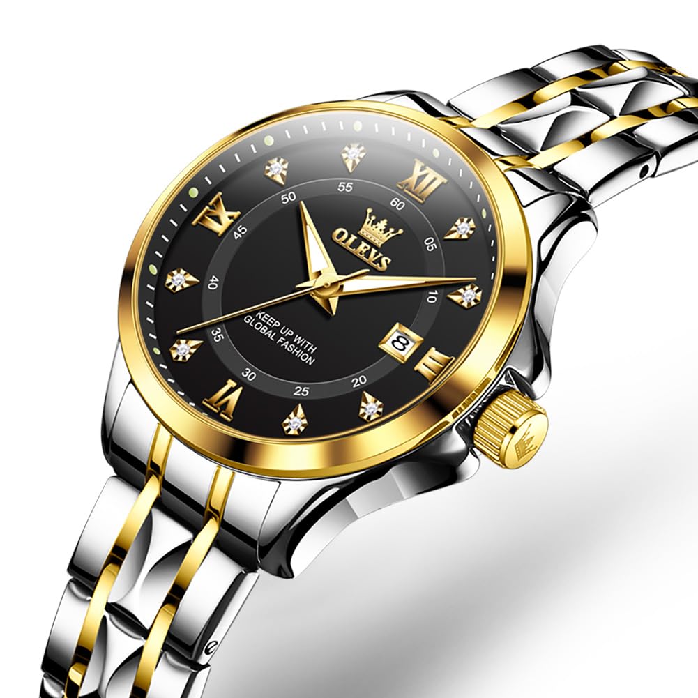 OLEVS Watch Women,Watches for Women,Luxury Casual Stainless Steel Women's Wrist Watches Classic Small Face Dress Analog Womens Watches with Date Easy to Read Waterproof Luminous Quartz Ladies Watches