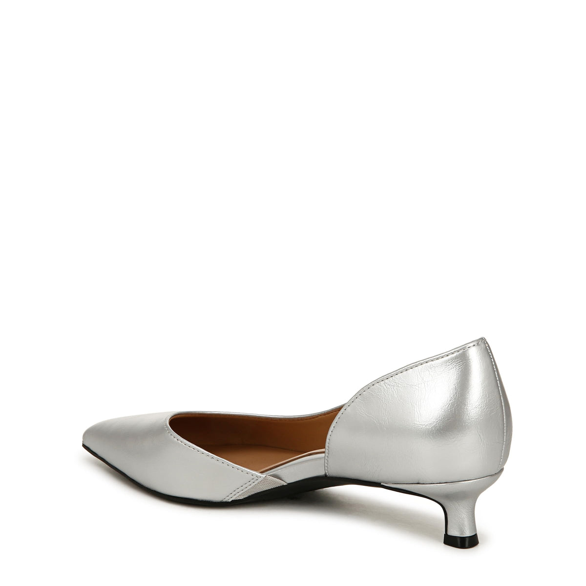 Naturalizer Womens Gallent Pointed Toe Kitten Heel Pump Silver Metallic 10 MNaturalizer Womens Gallent Pointed Toe Kitten Heel Pump Silver Metallic 10 M open box