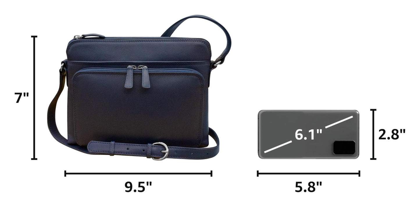ili New York Genuine Leather Crossbody Bags for Women - Premium RFID Blocking Shoulder Bag Organizer with Adjustable Strap