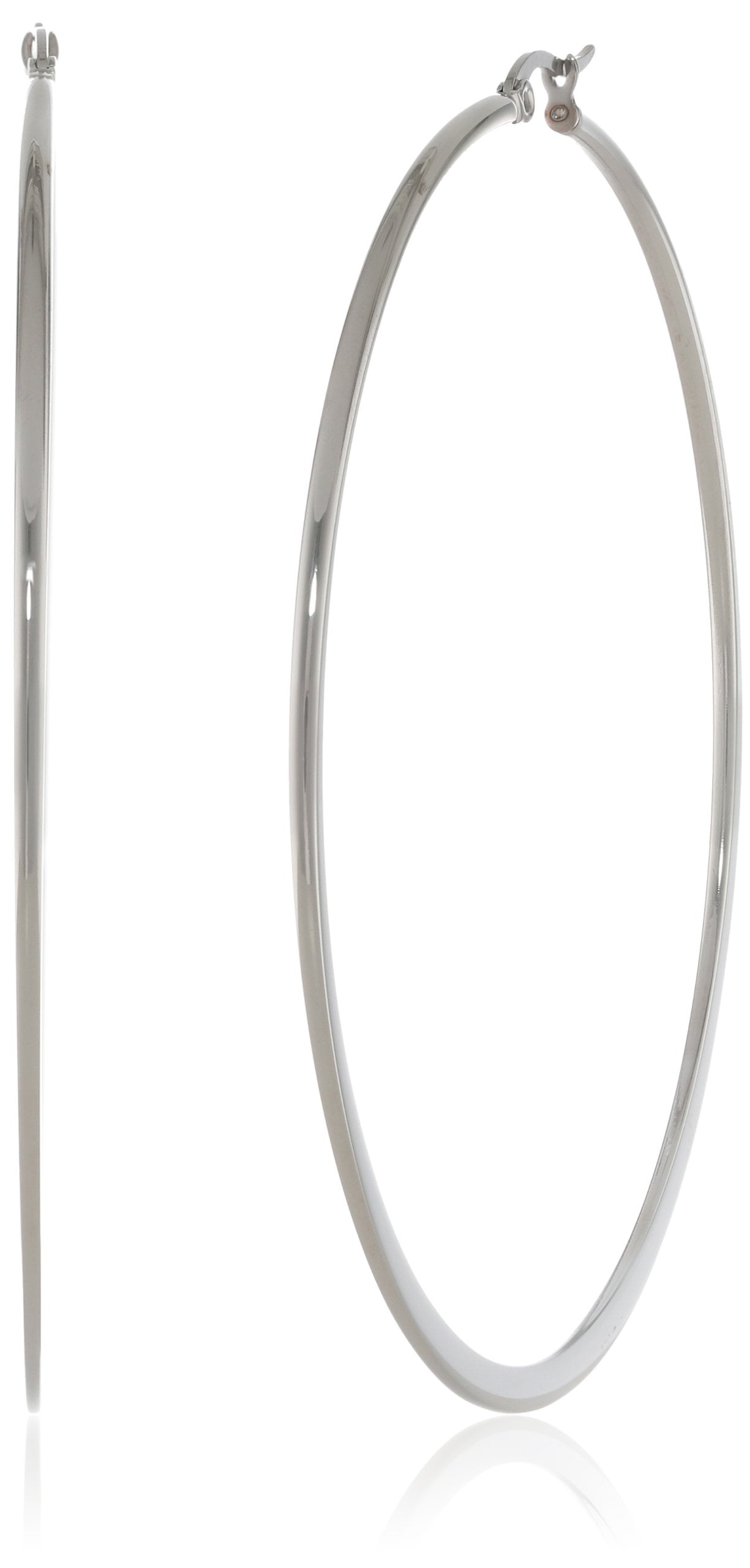 Amazon Essentials Gold Plated or Stainless Steel Flattened Hoop Earrings