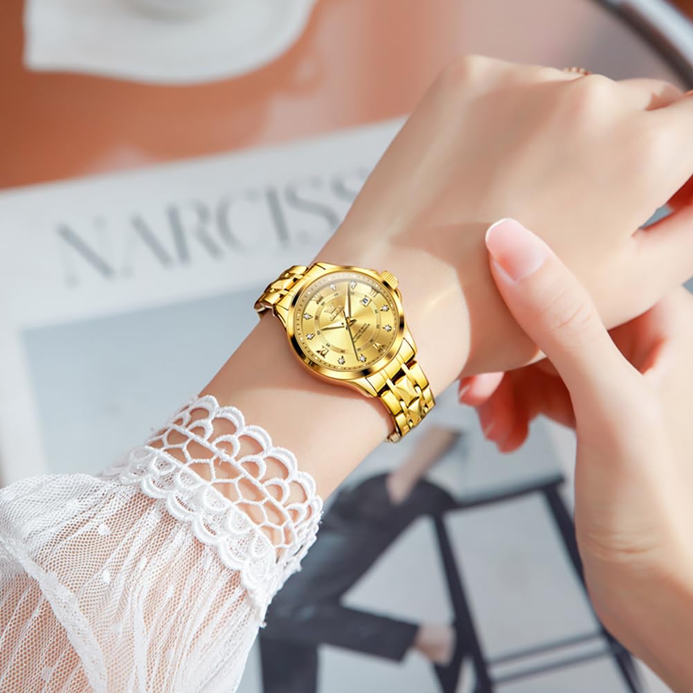 OLEVS Watch Women Two Tone Watches for Women with Date Dress Womens Watches for Small Wrists Luxury Easy Read Womens Watch Waterproof Blue/Black/Gold/Silver Dial Reloj para Mujer