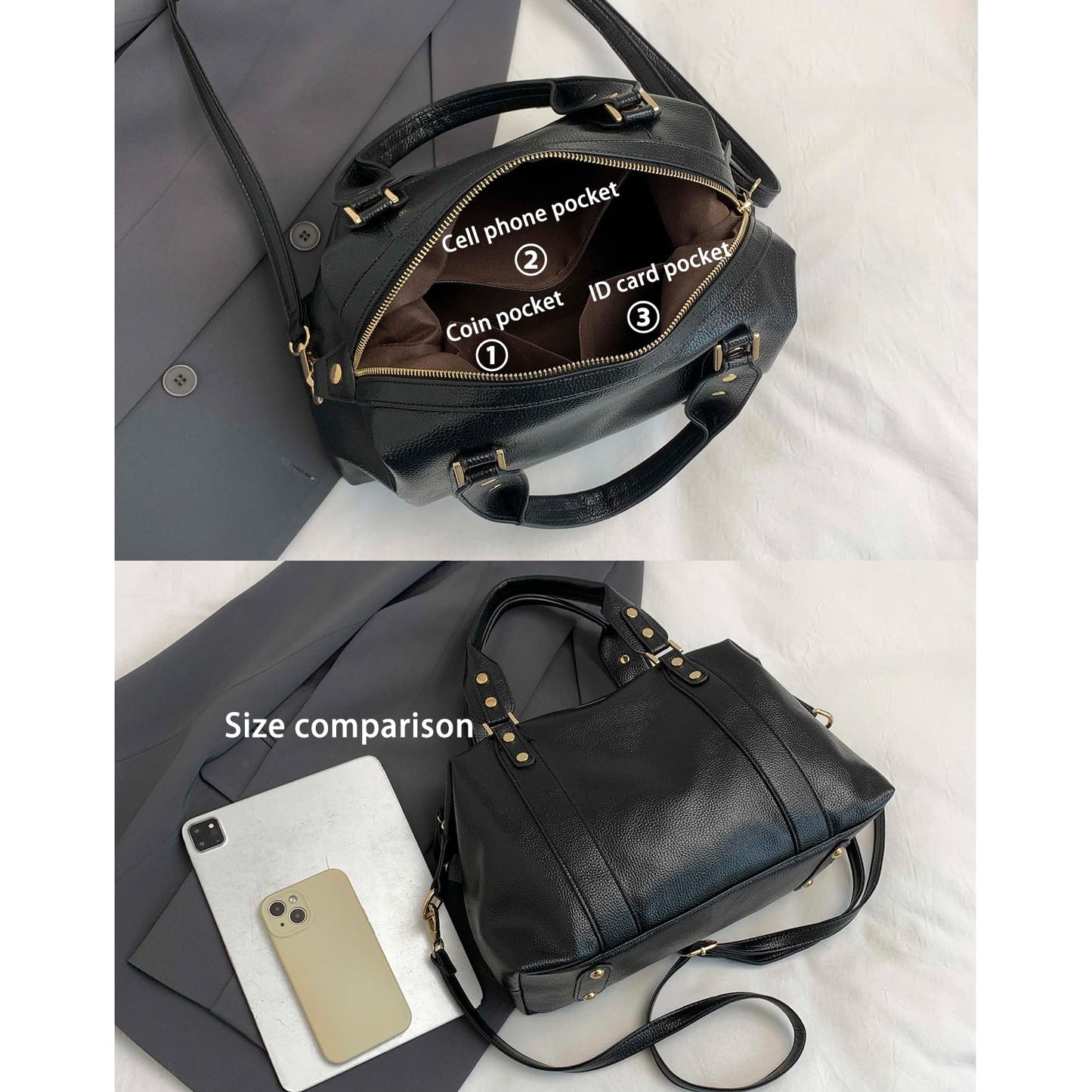 Handbags and Purses for women Vegan Leather Tote Bag for Women Satchel Shoulder Bags Travel Purse with Compartments