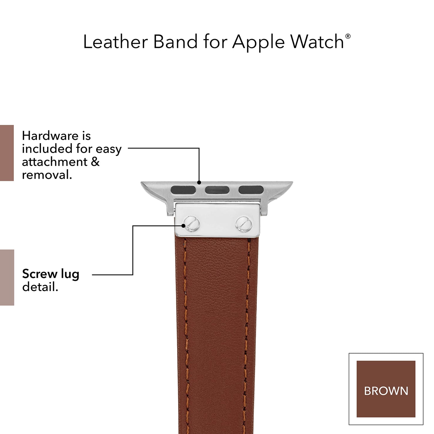 Anne Klein Leather Fashion Band for Apple Watch Secure, Adjustable, Apple Watch Band Replacement, Fits Most Wrists