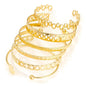 IFKM Gold Bangle Bracelets For Women, 14k Gold Plated Multi Layer Stackable Cuff Bracelet Set, Trendy Elegance Charms Non Tarnish Minimalist Textured Boho Jewelry Gift for Women