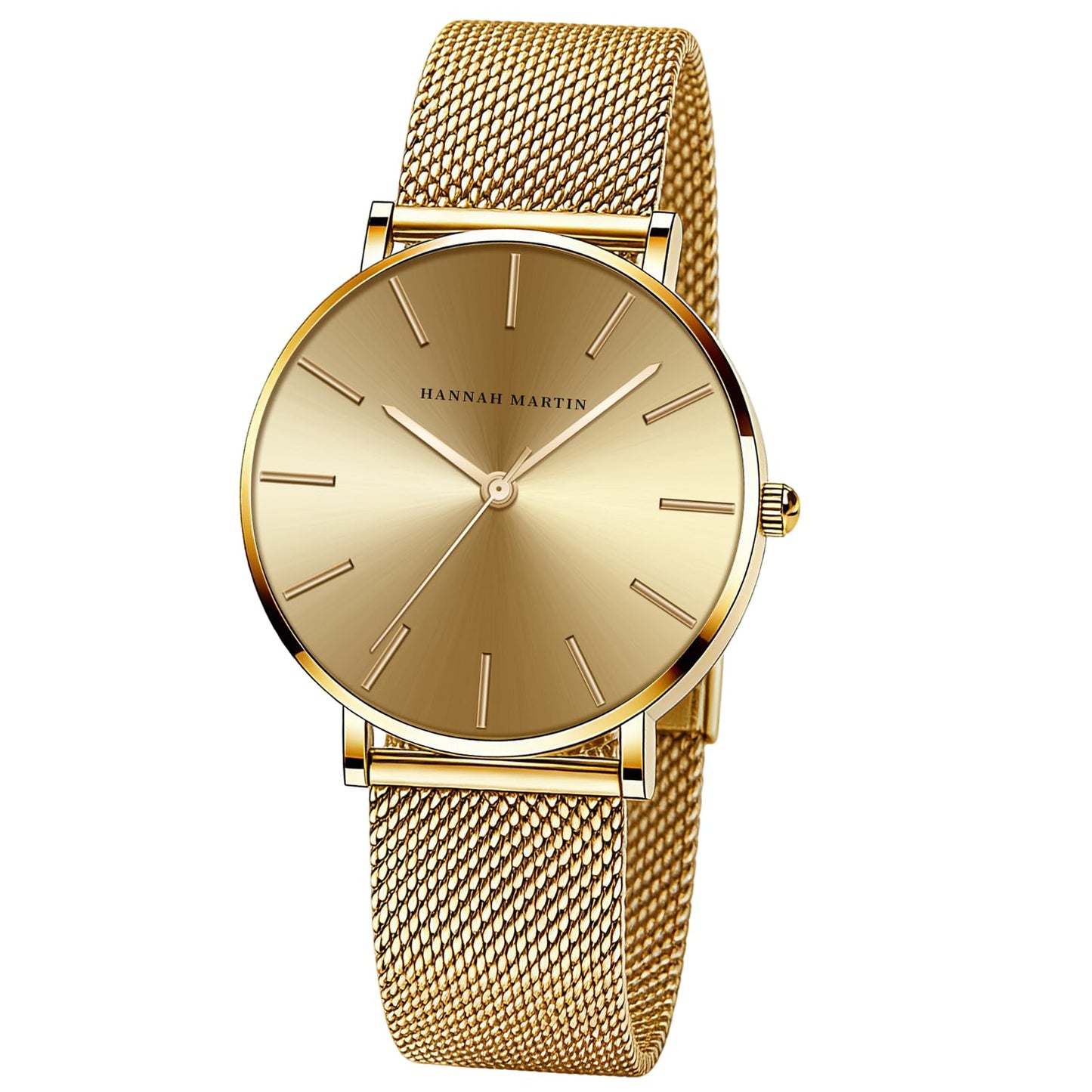 HANNAH MARTIN Watches for Women Analog Women's Watch with Stainless Steel Expansion Band Minimalist Slim Dial 30M Waterproof Ladies Dress Wristwatch for Casual Daily Business