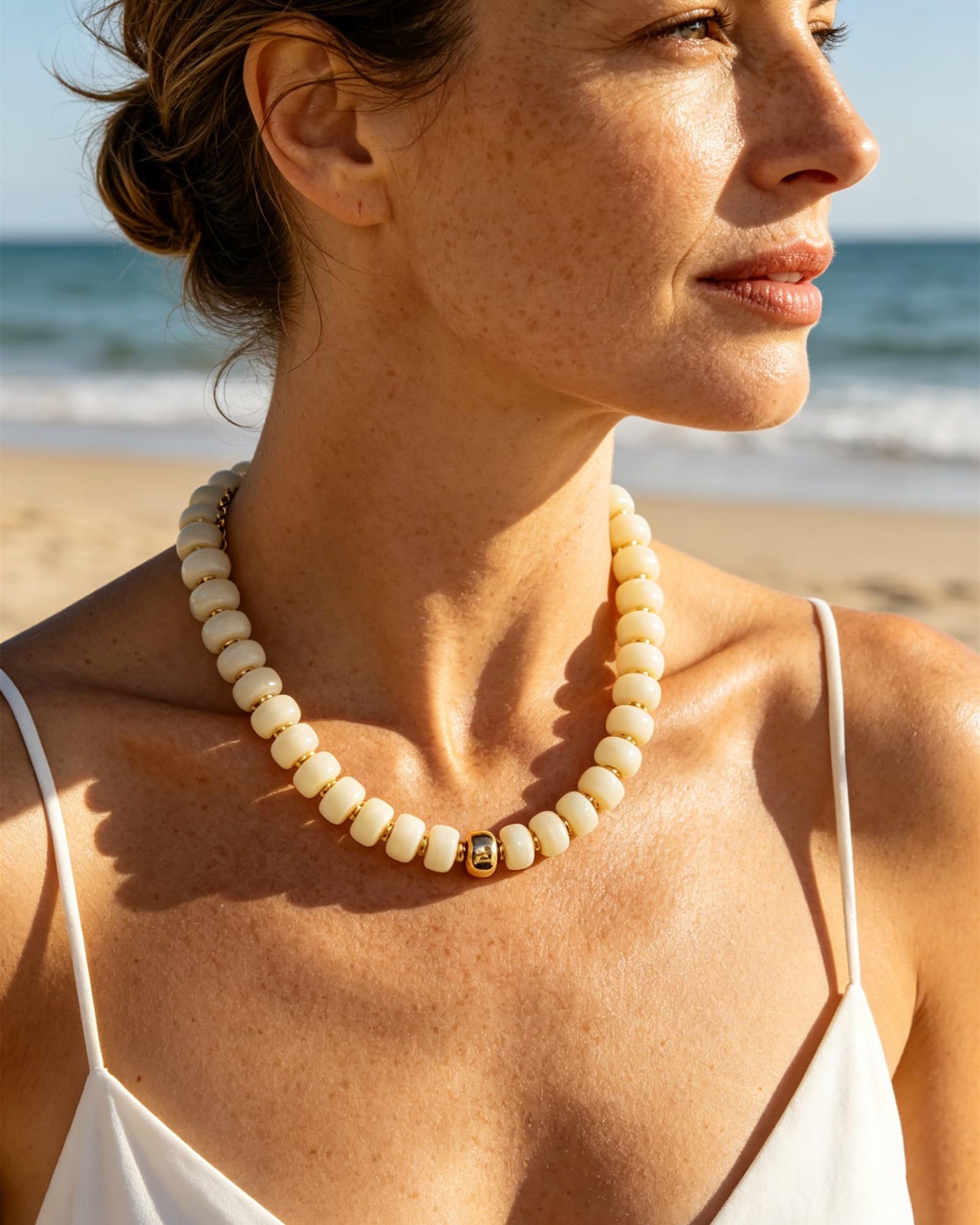 Chunky Beaded Statement Necklace for Women Trendy Colorful Boho Resin Bead Choker Necklaces Summer Handmade Jewelry Gifts Accessories