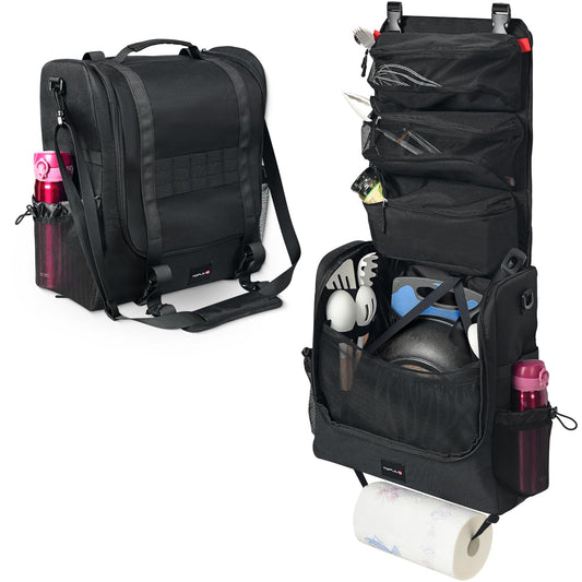 TOPJUM Camp Kitchen Organizer with Hanging Storage & Paper Towel Holder