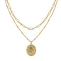 MEVECCO Layered Heart Necklace Pendant Handmade 18k Gold Plated Dainty Gold Choker Arrow Bar Layering Long Necklace for Women