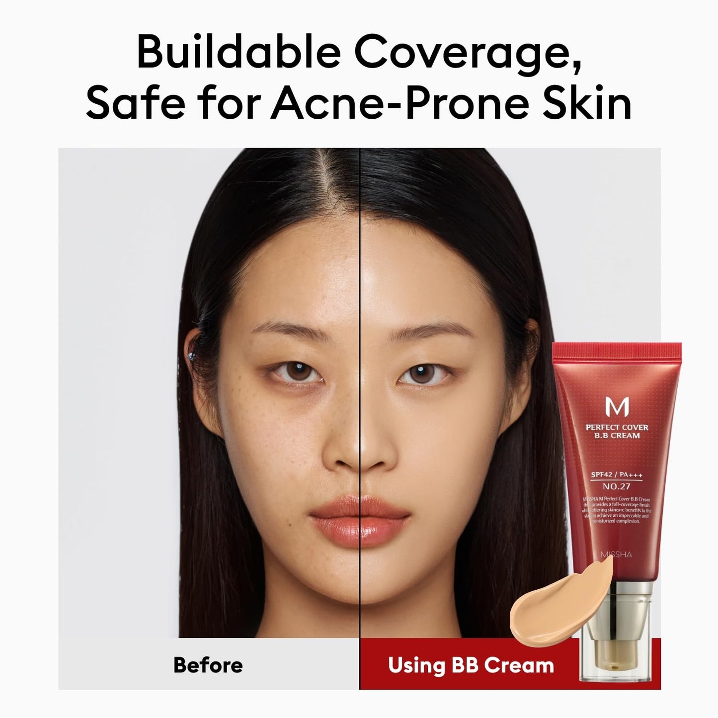 MISSHA M Perfect Cover BB Cream No.23 Natural Beige -Light/Medium with Cool/Neutral Undertone SPF 42 PA +++ 1.69 Fl Oz - Tinted Moisturizer for face with SPF