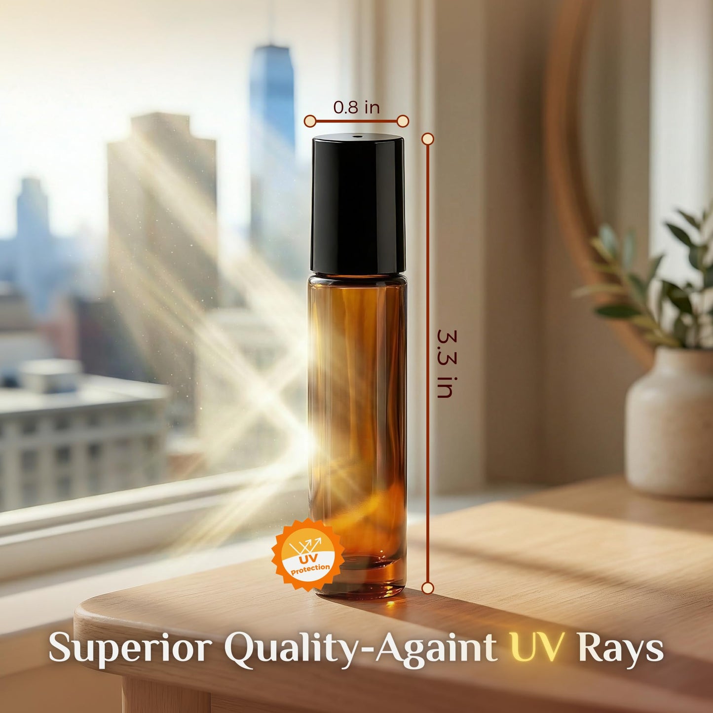 PrettyCare 4 Pack Amber Glass Oil Roller Bottles for Essential Oils 10ml, Roll On Bottles with Stainless Steel Roller Ball Leak-Proof Perfume Travel Refillable Bottle Empty, Beauty & Personal Care