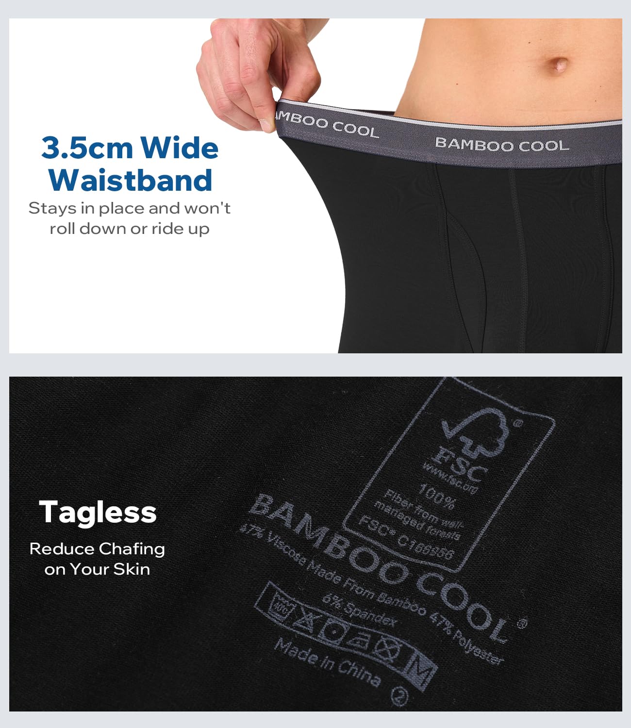 BAMBOO COOL Ultra Soft Mens Underwear Boxer Briefs Multi-pack | Bamboo Fabric‌,No Ride Up,More Breathable Than Cotton