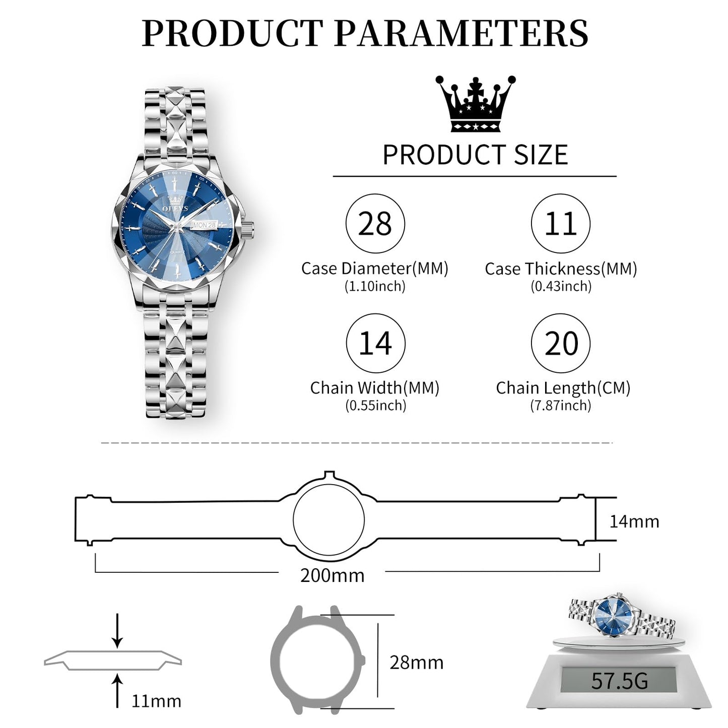 OLEVS Women's Luxury Elegant Watch, Fashion Waterproof Ladies Dress Watch, Stainless Steel Gold Silver Watches for Women, Small Wrist with Day Date, Ideal for Gift Daily Wear