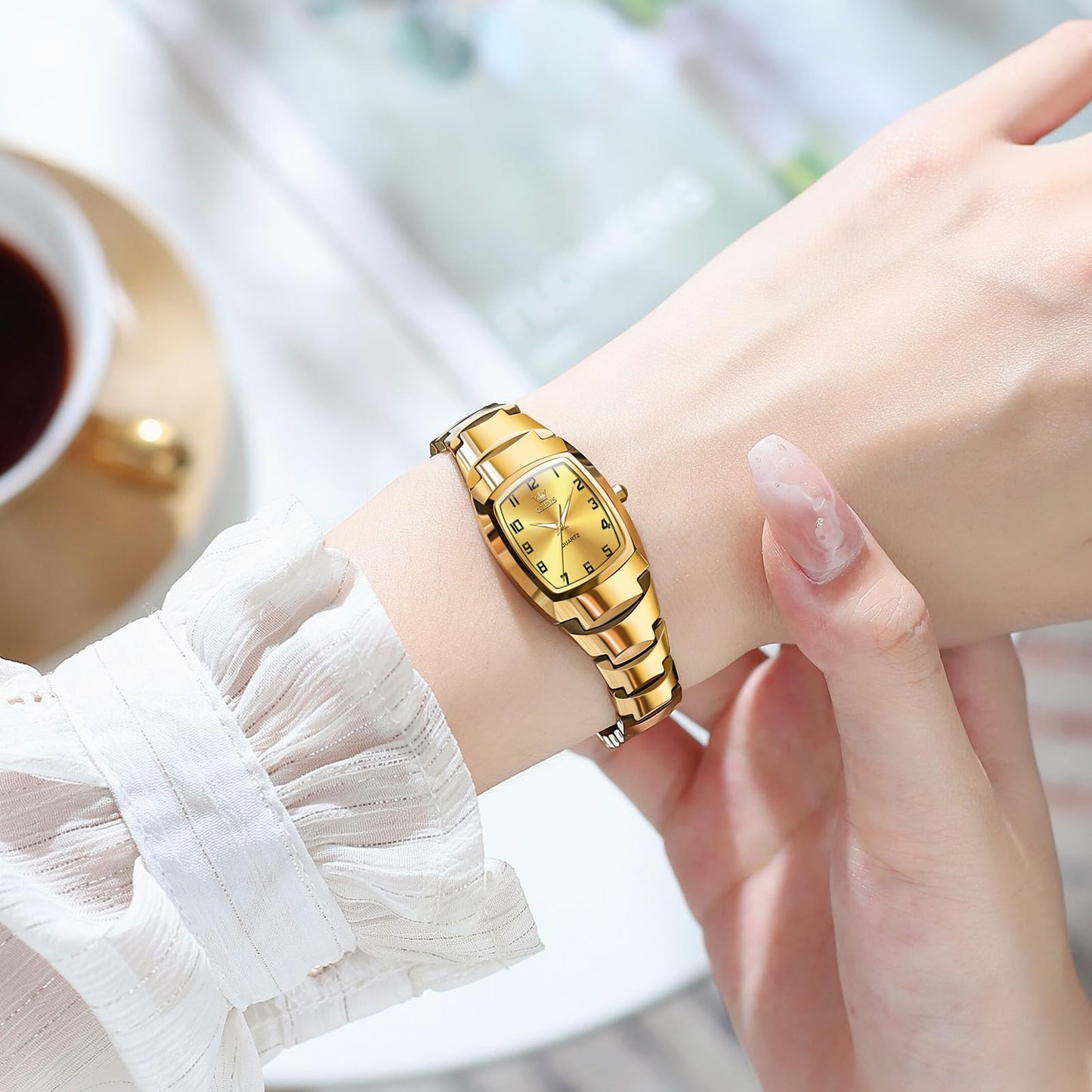 OLEVS Watch Women Luxury Dainty Vintage Square/Round Small Watches for Women Waterproof Stainless Steel Analog Women's Watches with Day Date Fashion Dress Easy Read Female Watch Reloj para Mujer