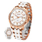 OLEVS Women's Watch Ceramic Band Waterproof Dress Watch Analog Quartz Watches Elegant Luxury Comfortable Wrist Watches with Date Day & Diamond White/Pink/Black Dial Gift for Her Reloj para Mujer