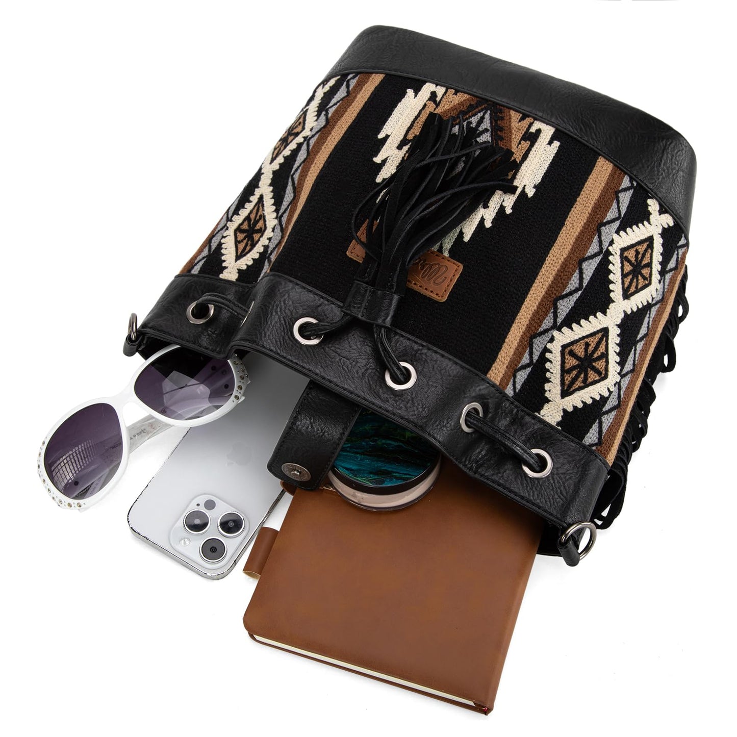 Wrangler Hobo Bags for Women Designer Aztec Bucket Purses Western Tapestry Shoulder Handbags