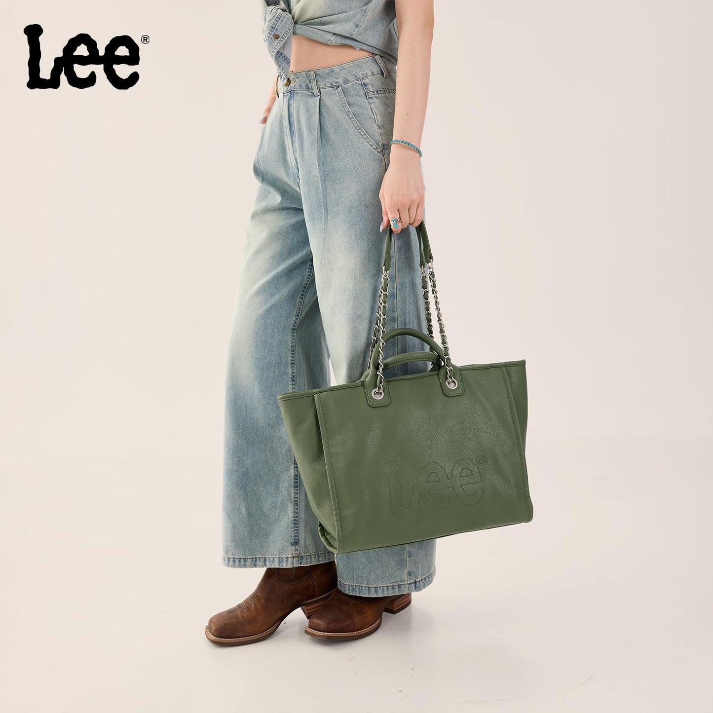 Lee Large Shoulder Tote Bag for Women Vegan Leather Top-Handle Bag