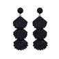 Raffia Dangle Earrings for Women - Boho Statement Rattan Drop Jewelry with Shell Design, Lightweight Summer Beach Trendy Accessories