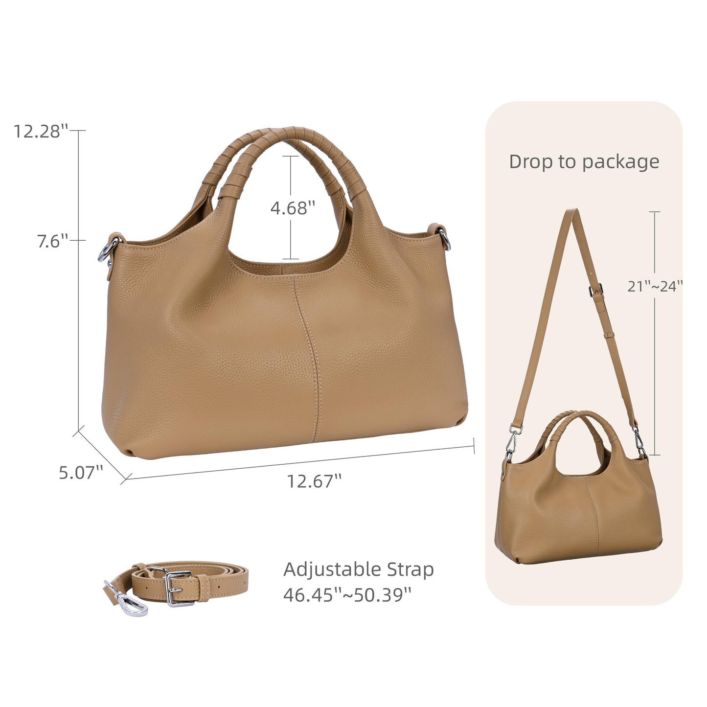 Iswee Leather Satchel Women Purse and Handbag Crossbody Shoulder Bag Hobo | Genuine Cowhide Leather Tote Top Handle Bag Soft & Durable Medium Size Bags with Detachable Multiple Pocketbooks Trendy