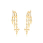 Gold Dangle Earrings for Women, 14k Gold Plated Stacked Triple Hoop Illusion Earrings Cubic Zirconia Huggie Earrings for Women Trendy