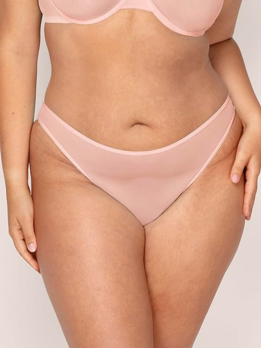Smart & Sexy Women's Lace Trim & Mesh Panty Sexy Thongs & Cheeky Bikinis 2 Pack Blushing Rose/Black Hue XXL (Clearance)