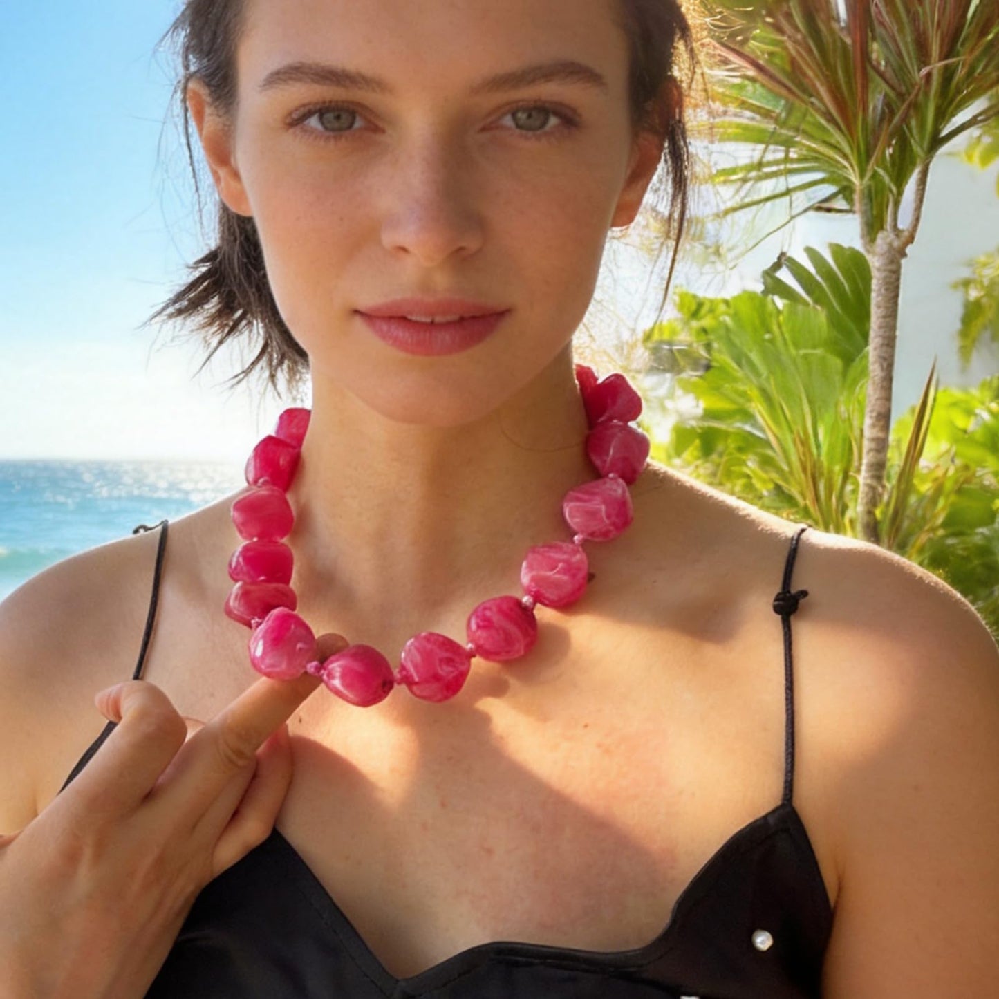 We We Chunky Colorful Beaded Necklace for Women Large Boho Statement Bead Chokers Necklaces Turquoise Blue Big Beads Jewelry Neck Summer Beach