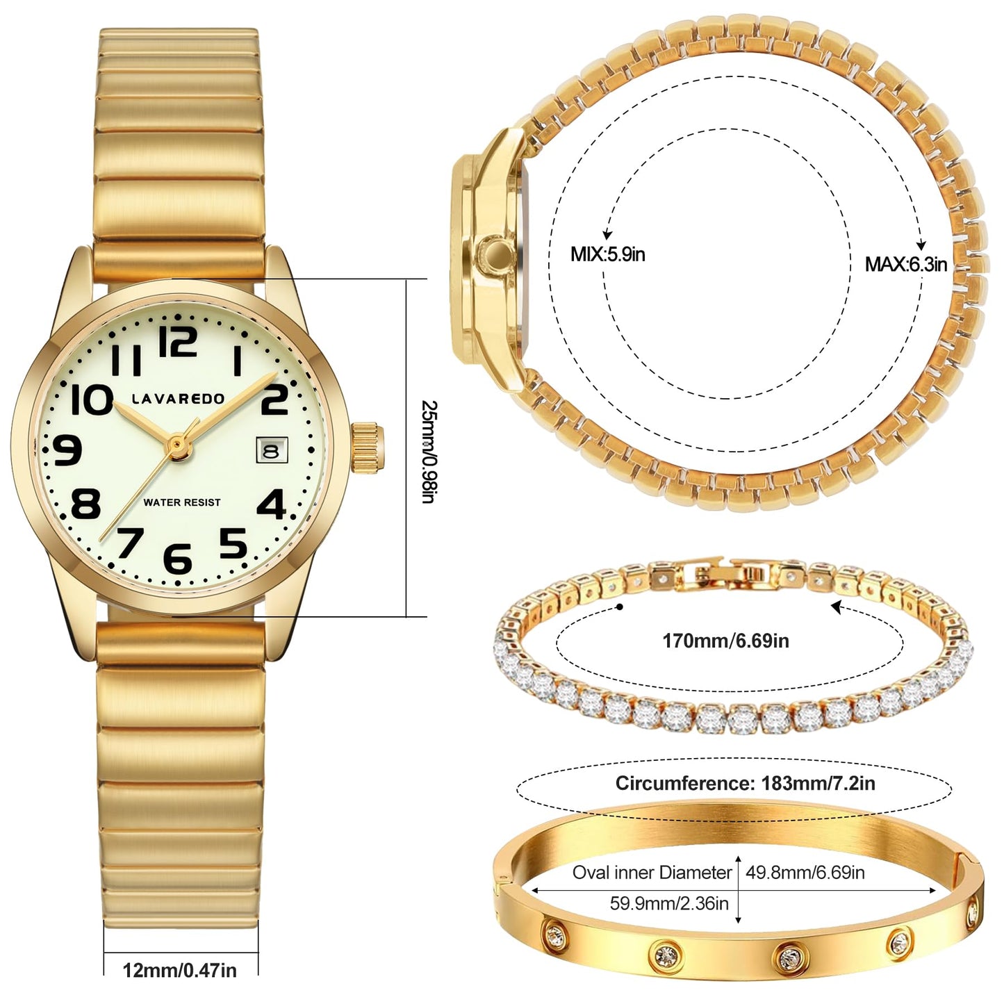 Elegant Gold Watches for Women Small Analog Watch, Waterproof Ladies Watches with Stainless Steel Expansion Band and Luminous Dial - Fashionable Christmas & Birthday Gifts for Women