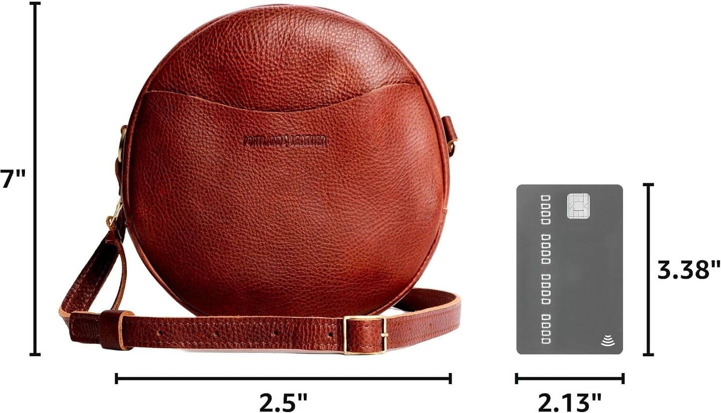 Portland Leather Goods Circle Crossbody Bag for Women – Handmade from the Finest Full-Grain Hides