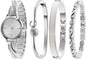 TIME100 Women's Bangle Watch and Gold Watch Chain Bracelets Premium Crystal Accented Bracelet Set W50888L